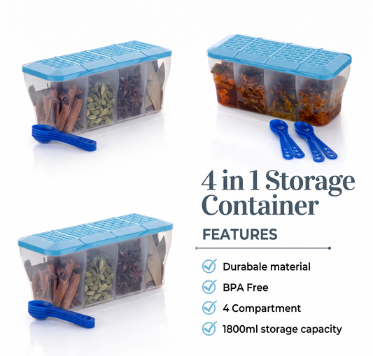 SWANOLL Food Container 4 in 1 Transparent Plastic Lock Food Storage
